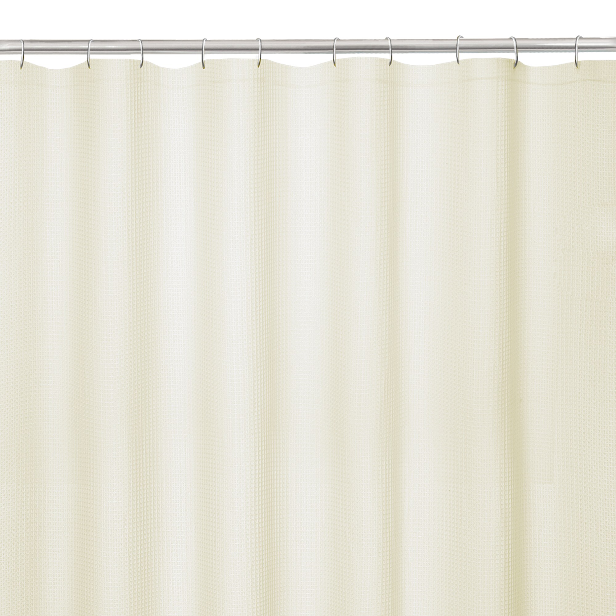 70 in Satin Stripe Hotel Fabric Shower Curtain x 72 in White or Cream Curtain 