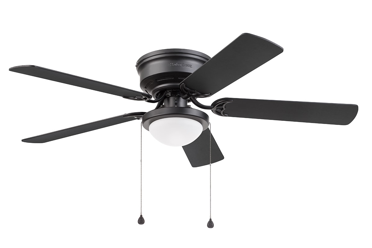 Hugger Indoor Ceiling Fan Black 52 inch Frosted Fixture LED Bulb Low Profile