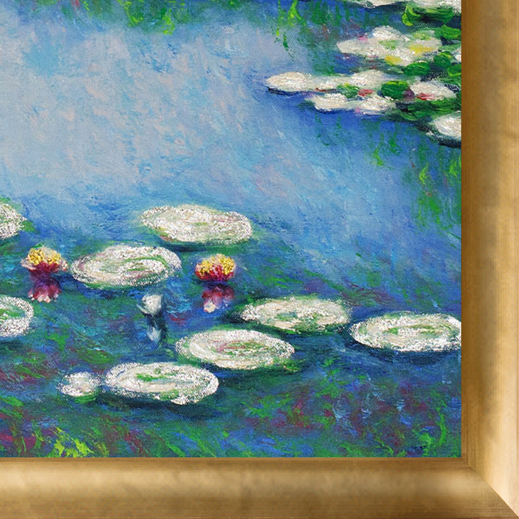 La Pastiche Water Lilies Metallic Embellished Artwork By Claude Monet With Gold Luminoso Frame La Pastiche Water Lilies Metallic Embellished Artwork By Claude Monet With Gold Luminoso Frame