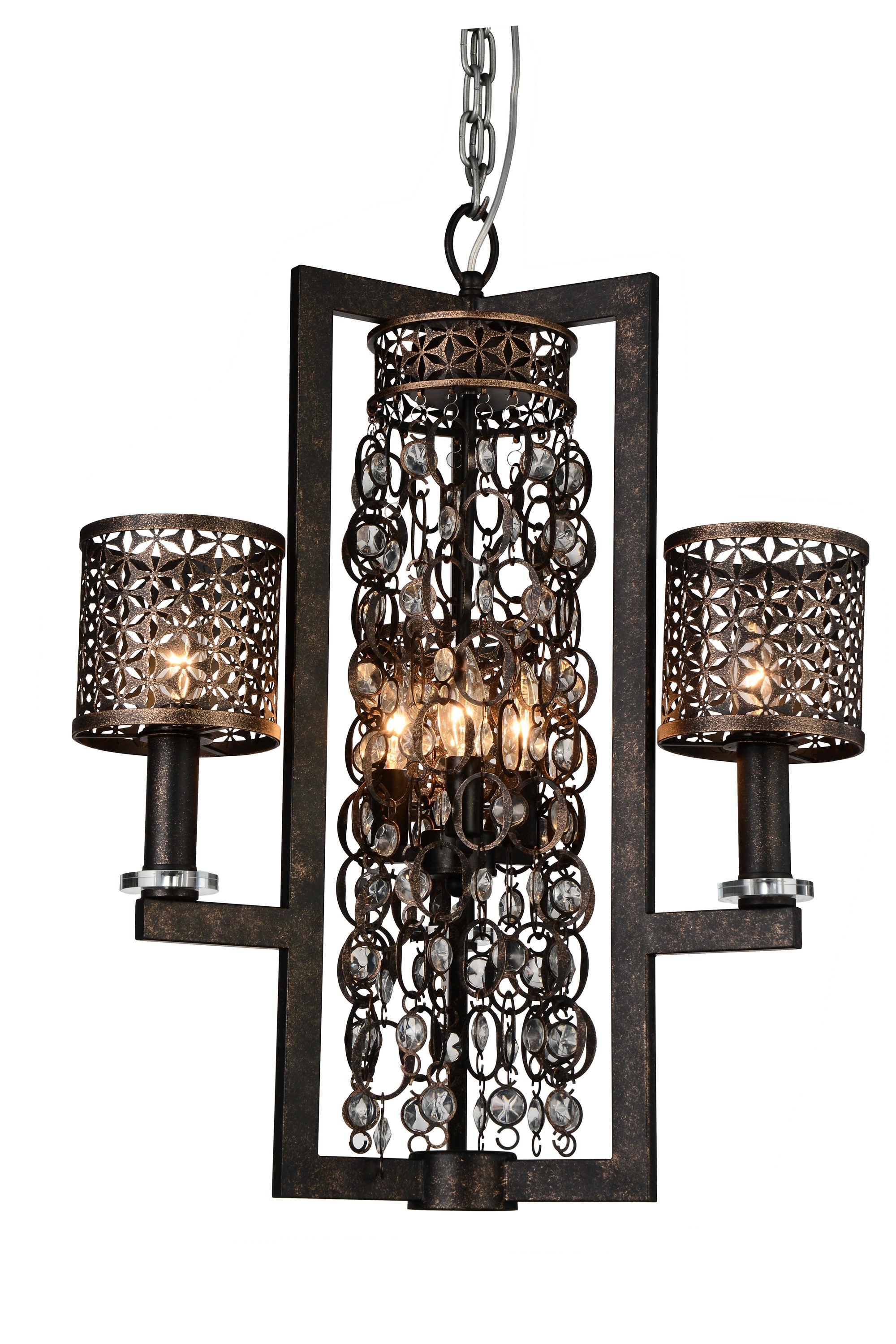 jeweled golden bronze pendant light