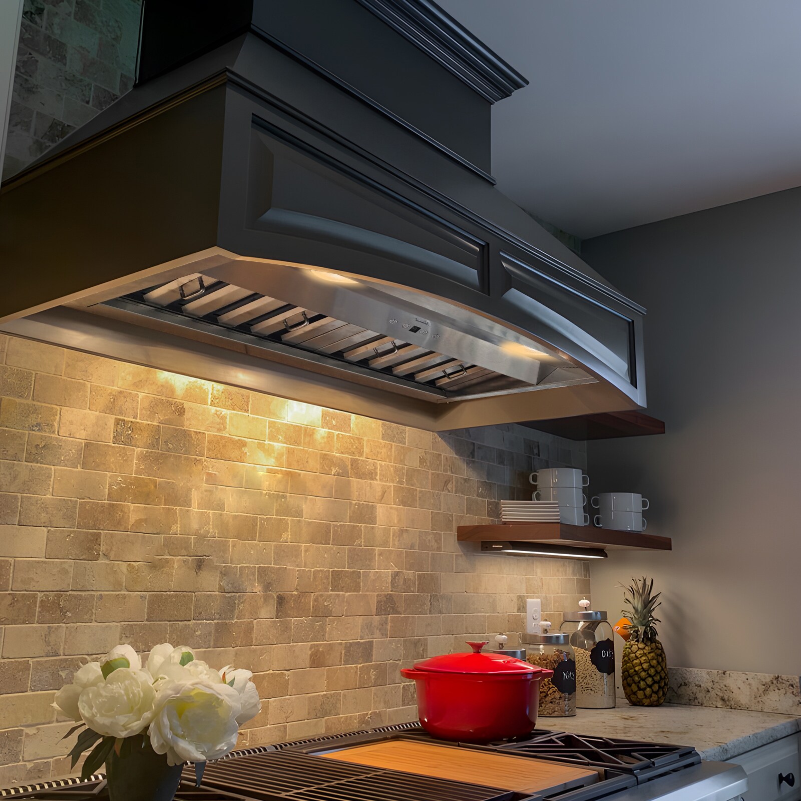 Akicon 30-in Ducted Stainless Steel Undercabinet Range Hood Insert with Charcoal Filter in the 