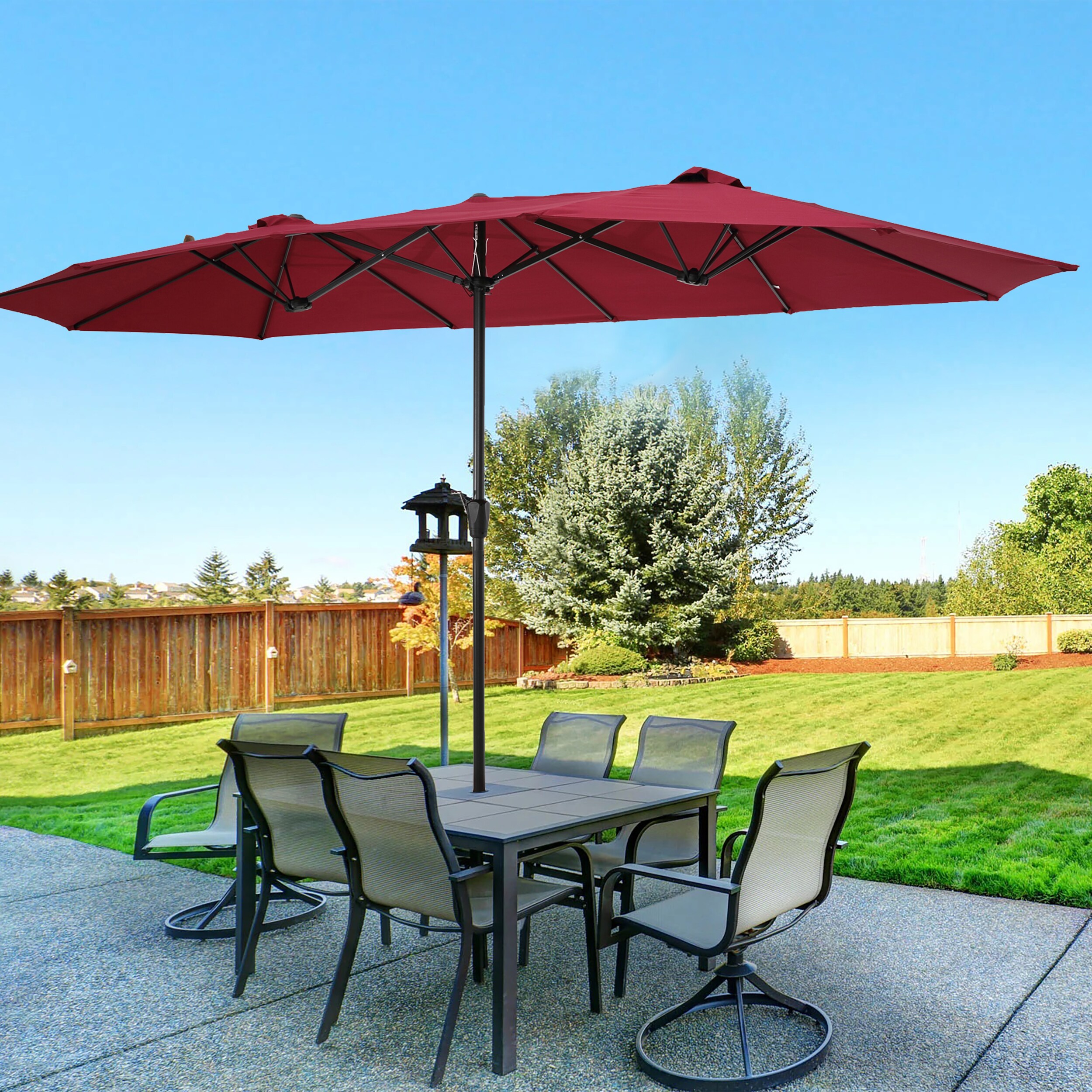Offset Patio Umbrella Red Outdoor Furniture Cantilever Large Tilt Sun Shade Yard for sale online 