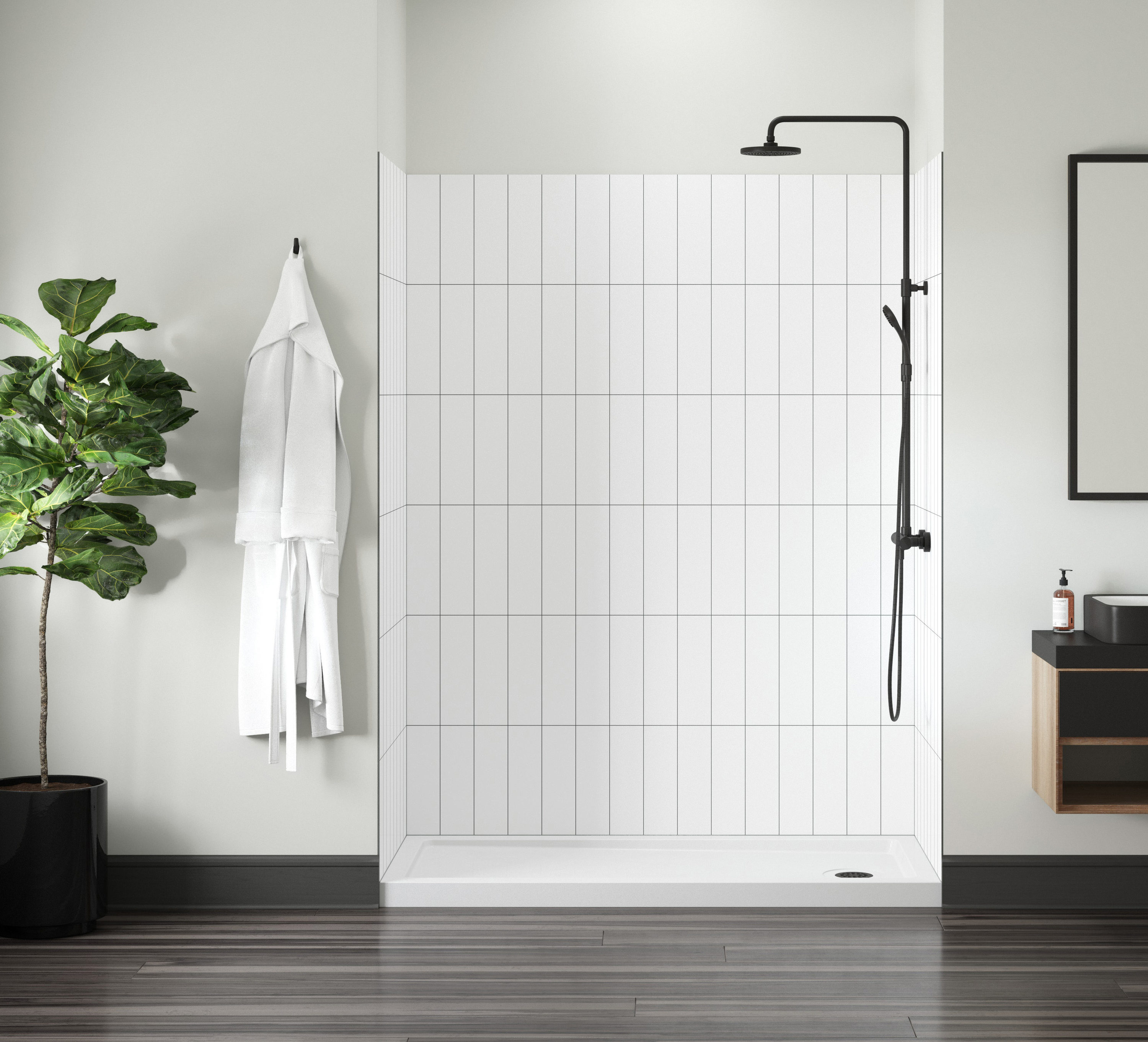 CRAFT + MAIN Jetcoat 60in W x 36in D x 78in H White Alcove Panel Kit