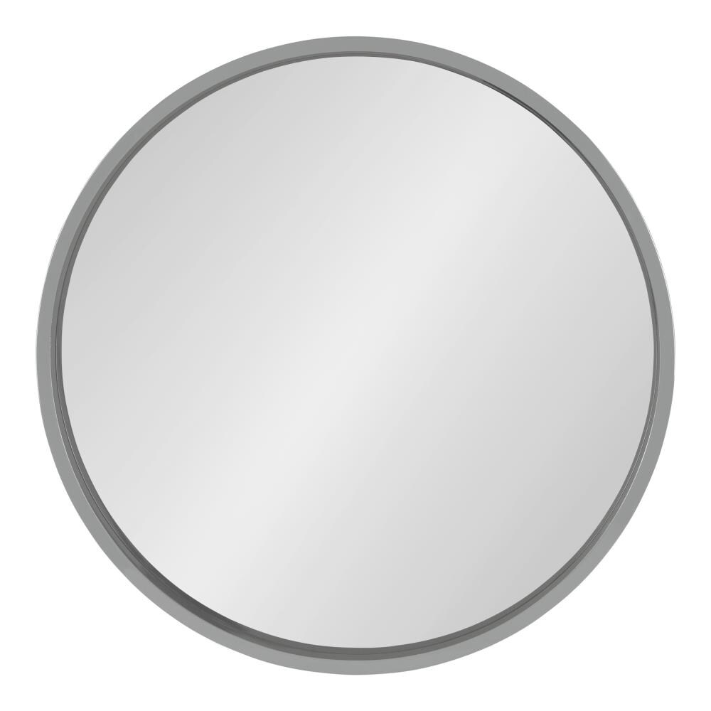 Kate and Laurel Travis 25.6-in W x 25.6-in H Round Gray Framed Wall Mirror