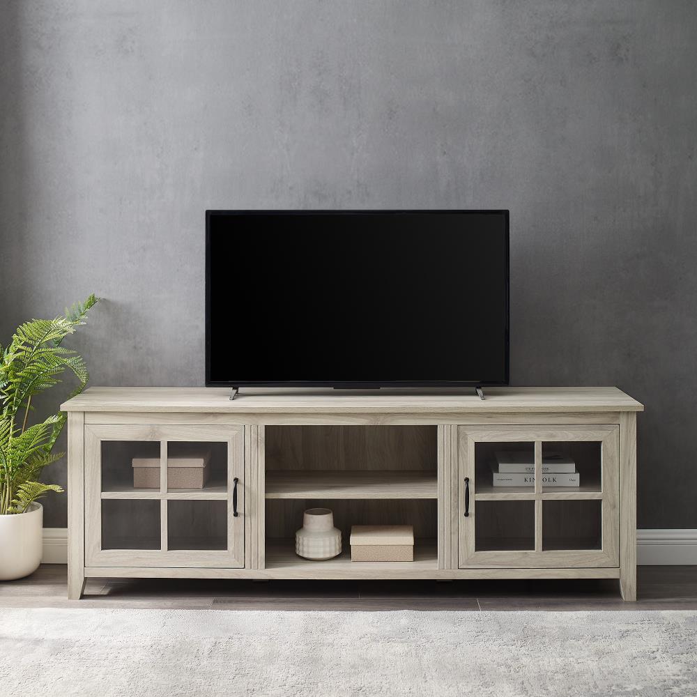 off white tv stand with wood top