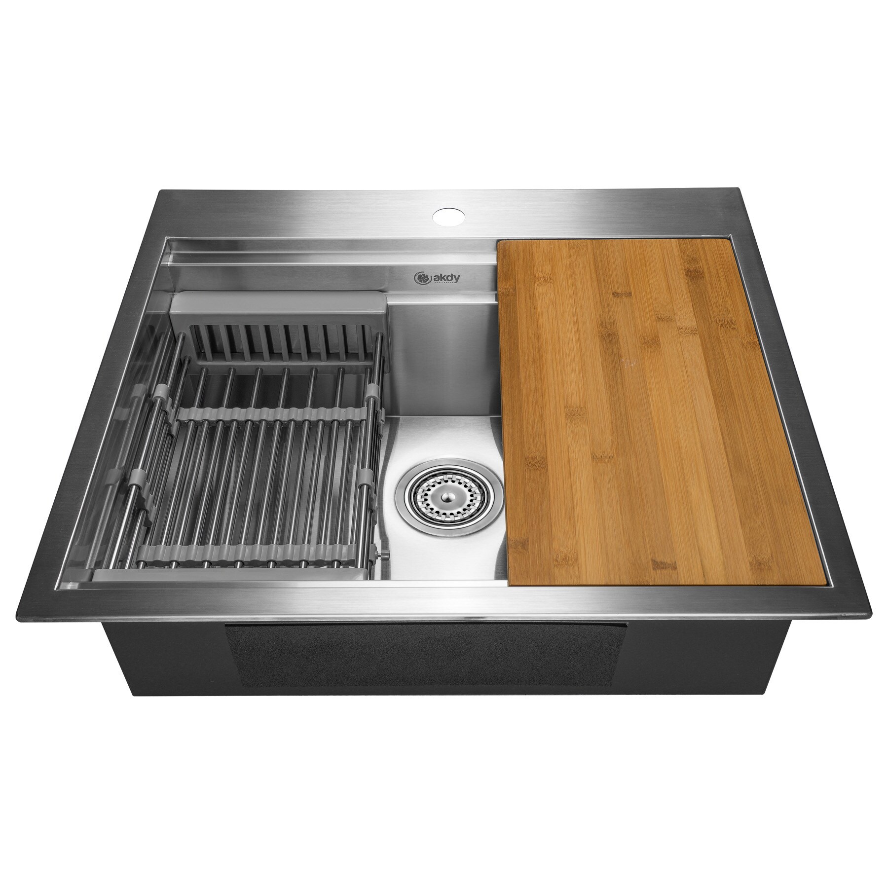 Photo 1 of AKDY Drop-In 25-in x 22-in Brushed Stainless Steel Single Bowl 1-Hole Workstation Kitchen Sink