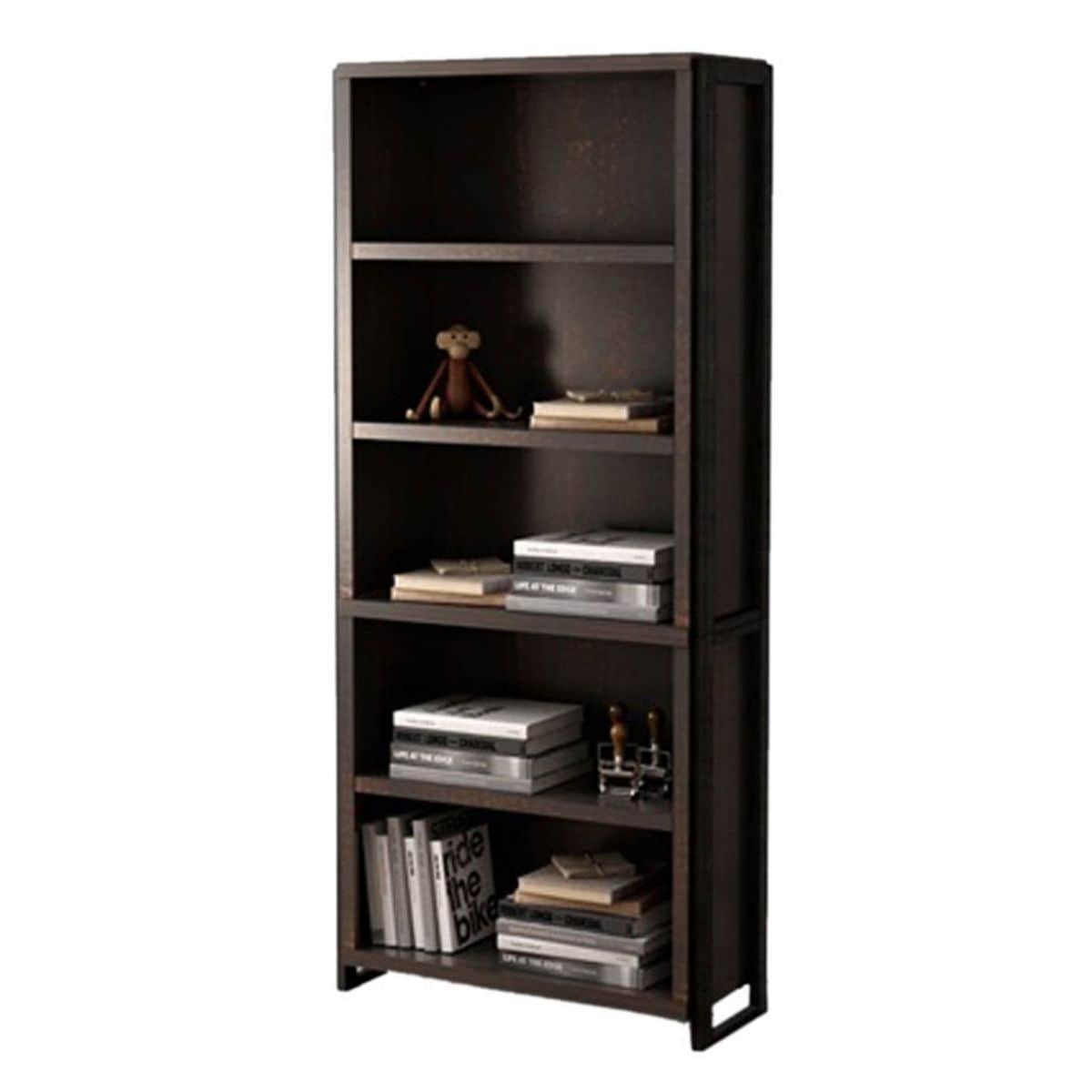 Dark Chocolate Offex Home Office Freestanding Wood Storage 5 Shelf Bookcase