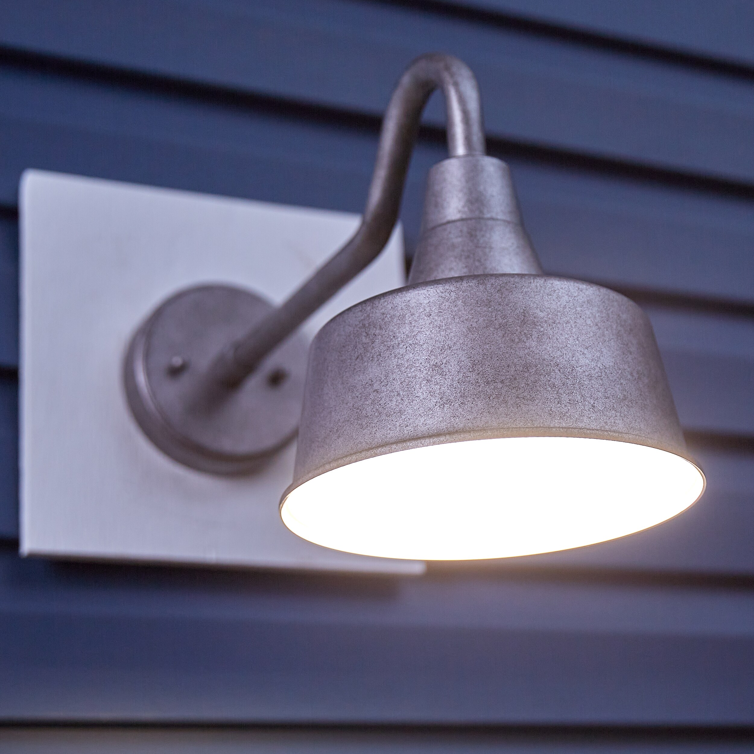 Sea Gull Lighting Barn Light 1-Light 10-in Weathered Pewter Dark Sky Outdoor Wall Light