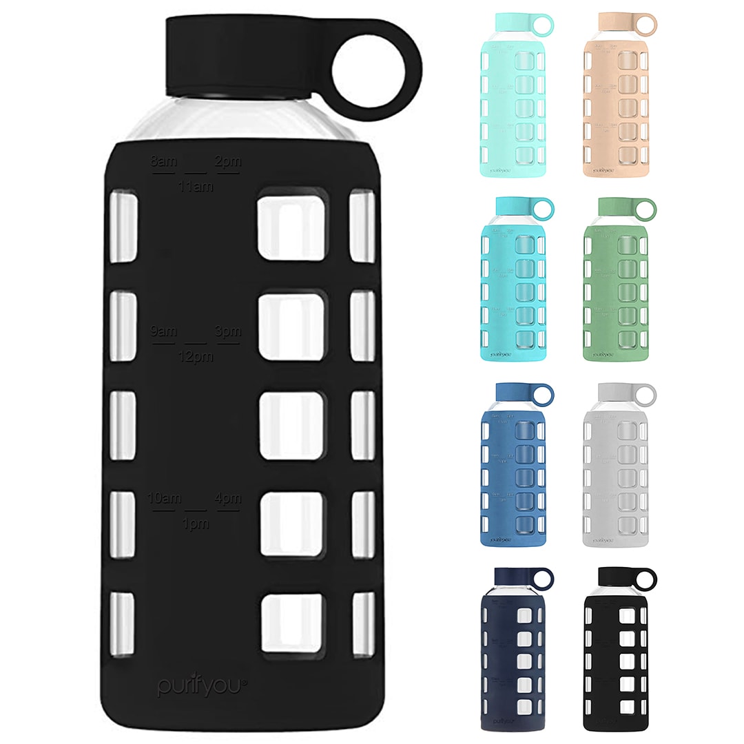 Sports Gym recyclable Glass Water Drinking Bottle  Shel Protection Sleeve 