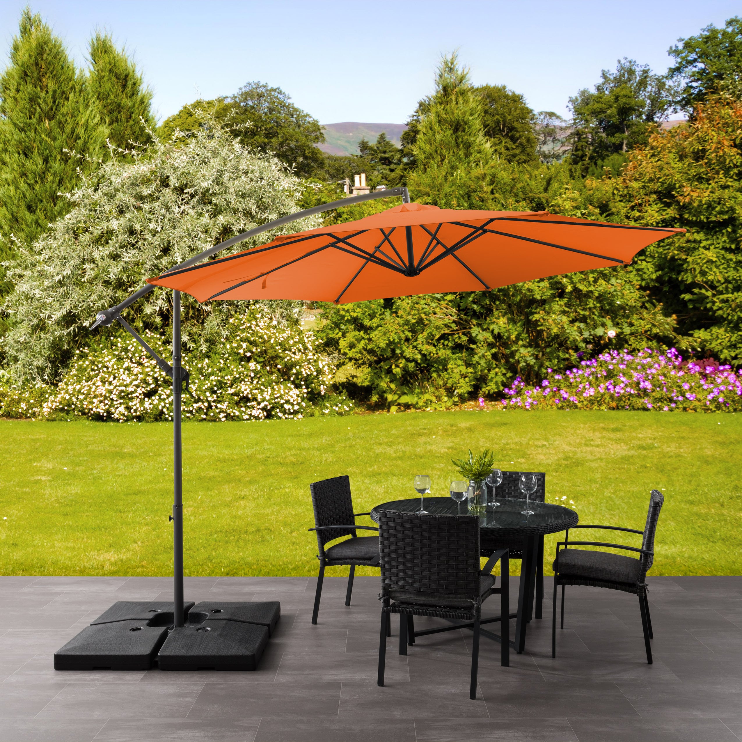 Picnic Table Coordinating Canopy Umbrella Tilting Option Beach Backyard Shade 