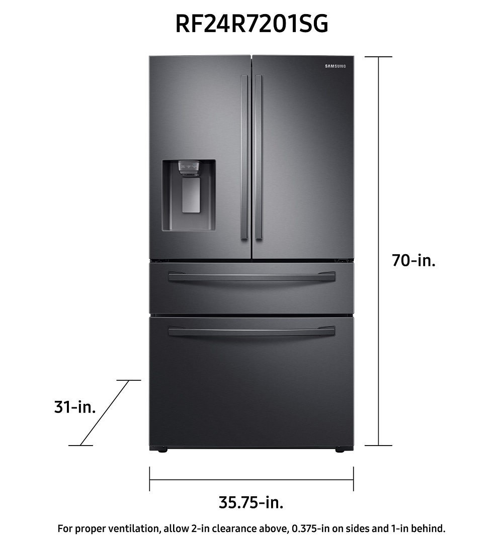 Samsung 22.6-cu ft 4-Door Counter-Depth Door Refrigerator with Ice Maker Resistant Black Stainless Steel) ENERGY STAR in the French Door Refrigerators department at Lowes.com