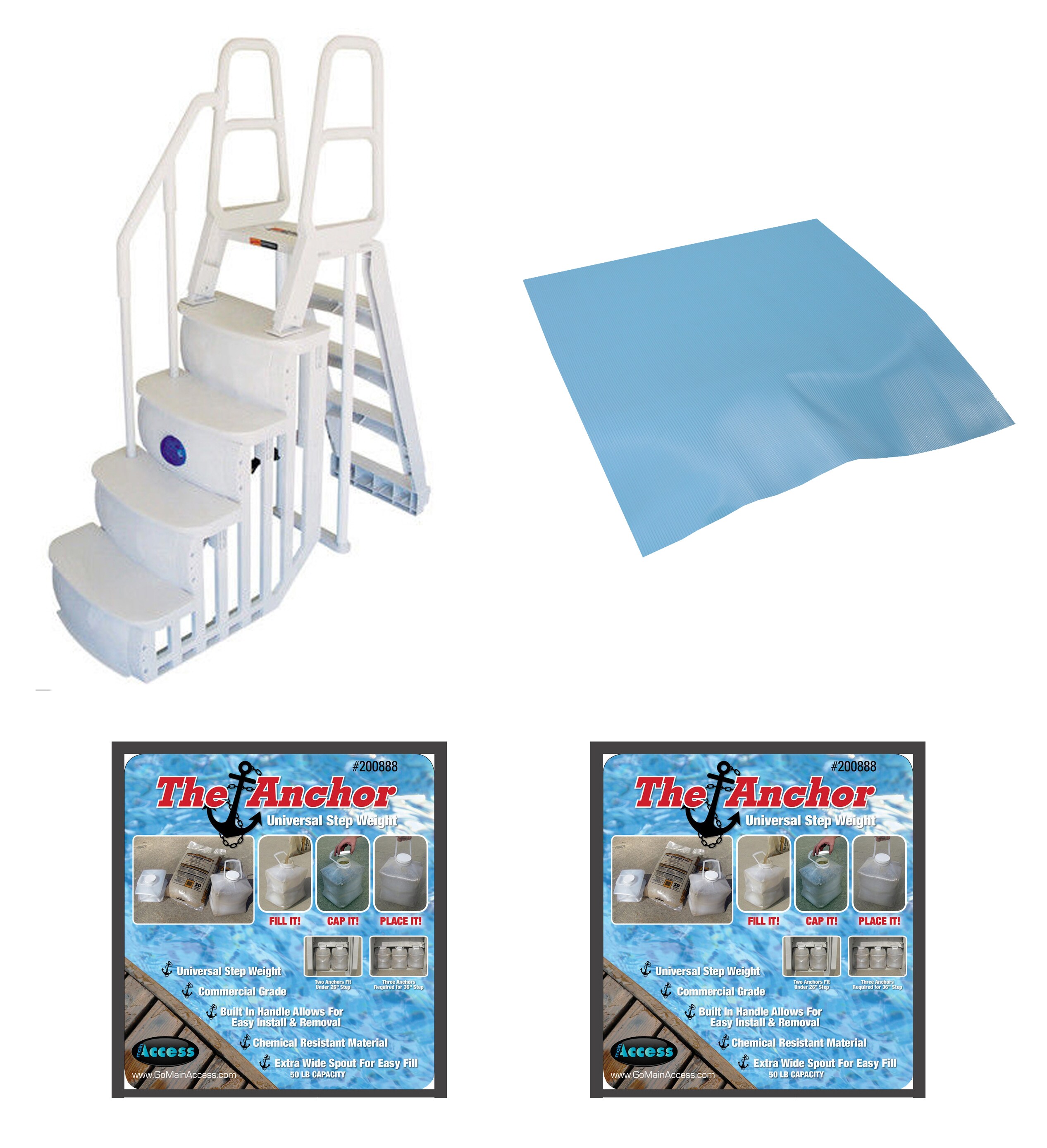 Main Access 200100T Above Ground Swimming Pool Step Ladder System w/ LED Light 