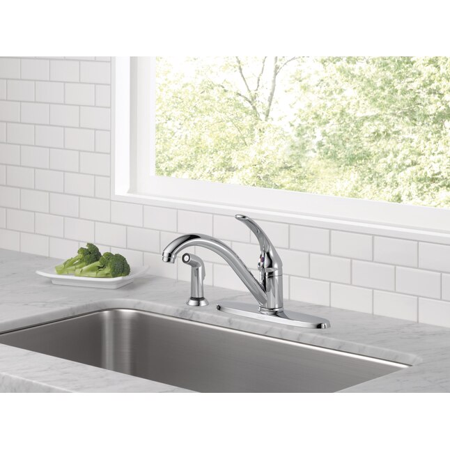Chrome Delta Faucet Delta 400-BH-DST Classic Single Handle Kitchen Faucet with Spray 