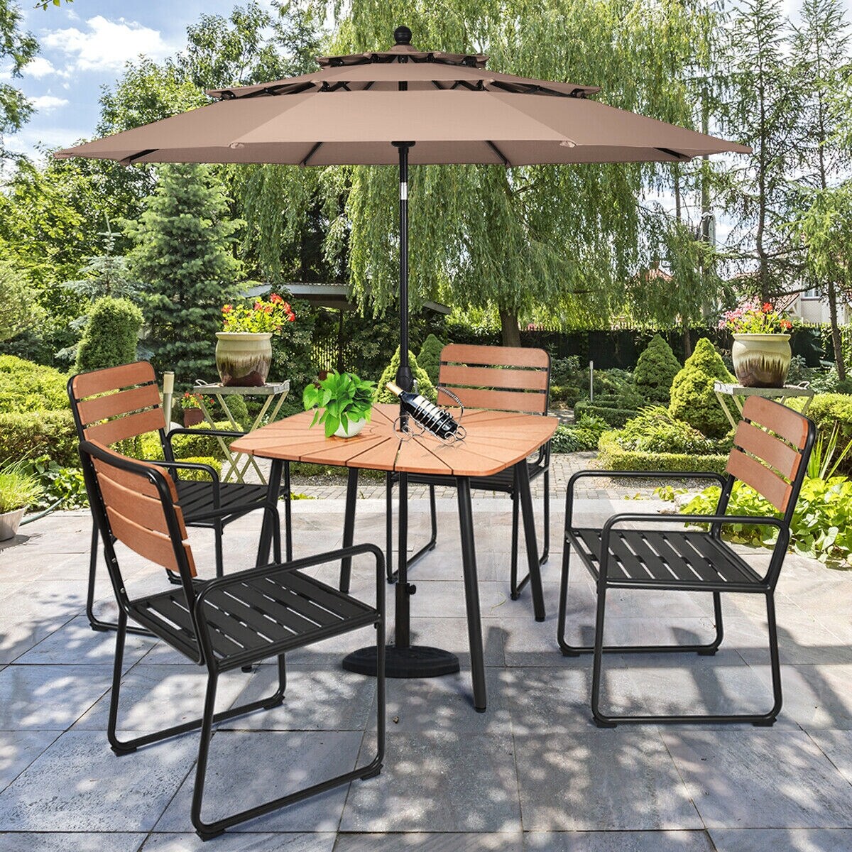 5 piece patio set with umbrella