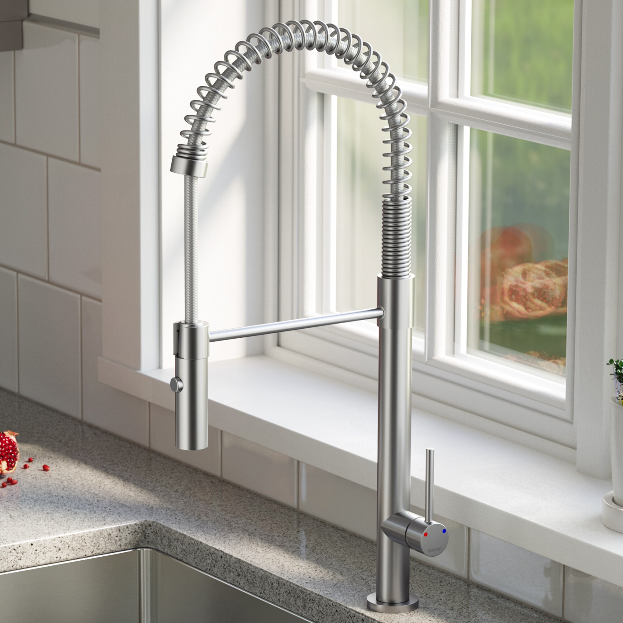 Karran Bluffton Stainless Steel Single Handle Pull-down Kitchen Faucet with Sprayer Function