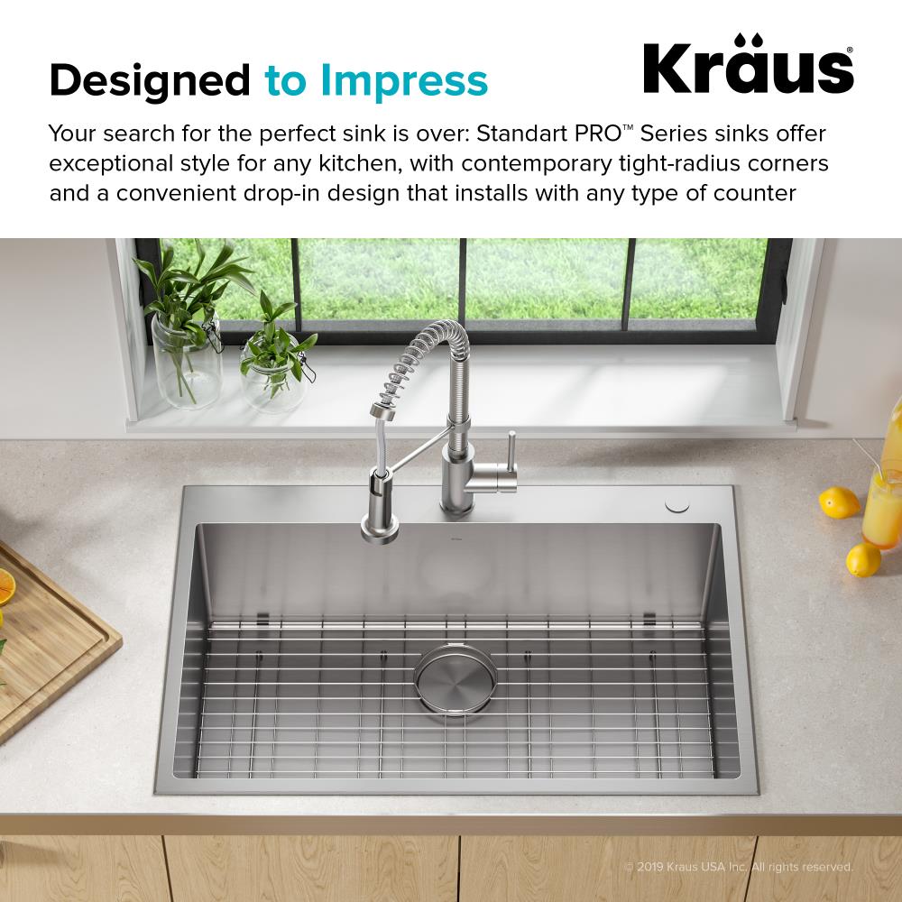 Kraus Standart Pro Drop In 33 In X 22 In Stainless Steel Single Bowl 2