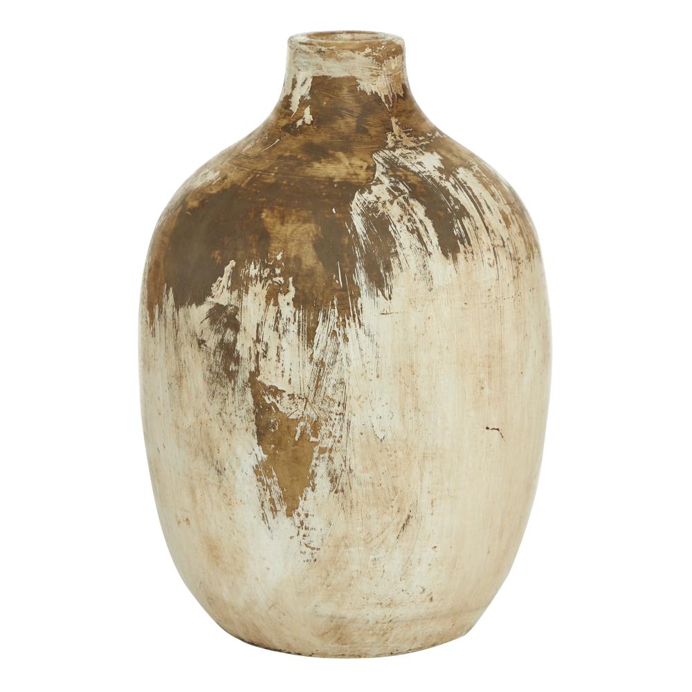 Best West Home Decor 6 inch Bud Tan Brown Short Strands Ceramic Texture Vase 