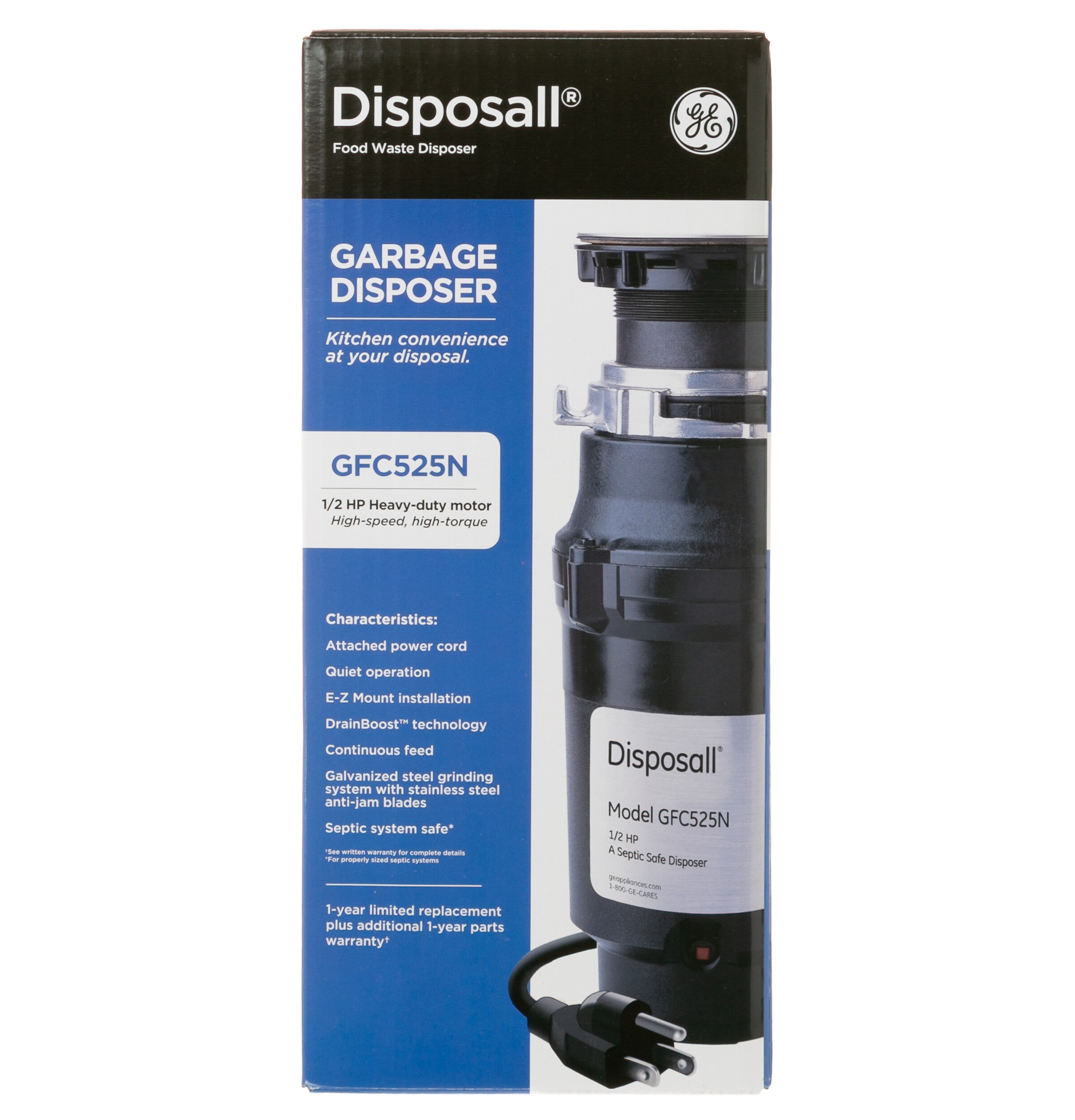 GE Corded 1/2-HP Continuous Feed Garbage Disposal in the Garbage Disposals  department at Lowes.com