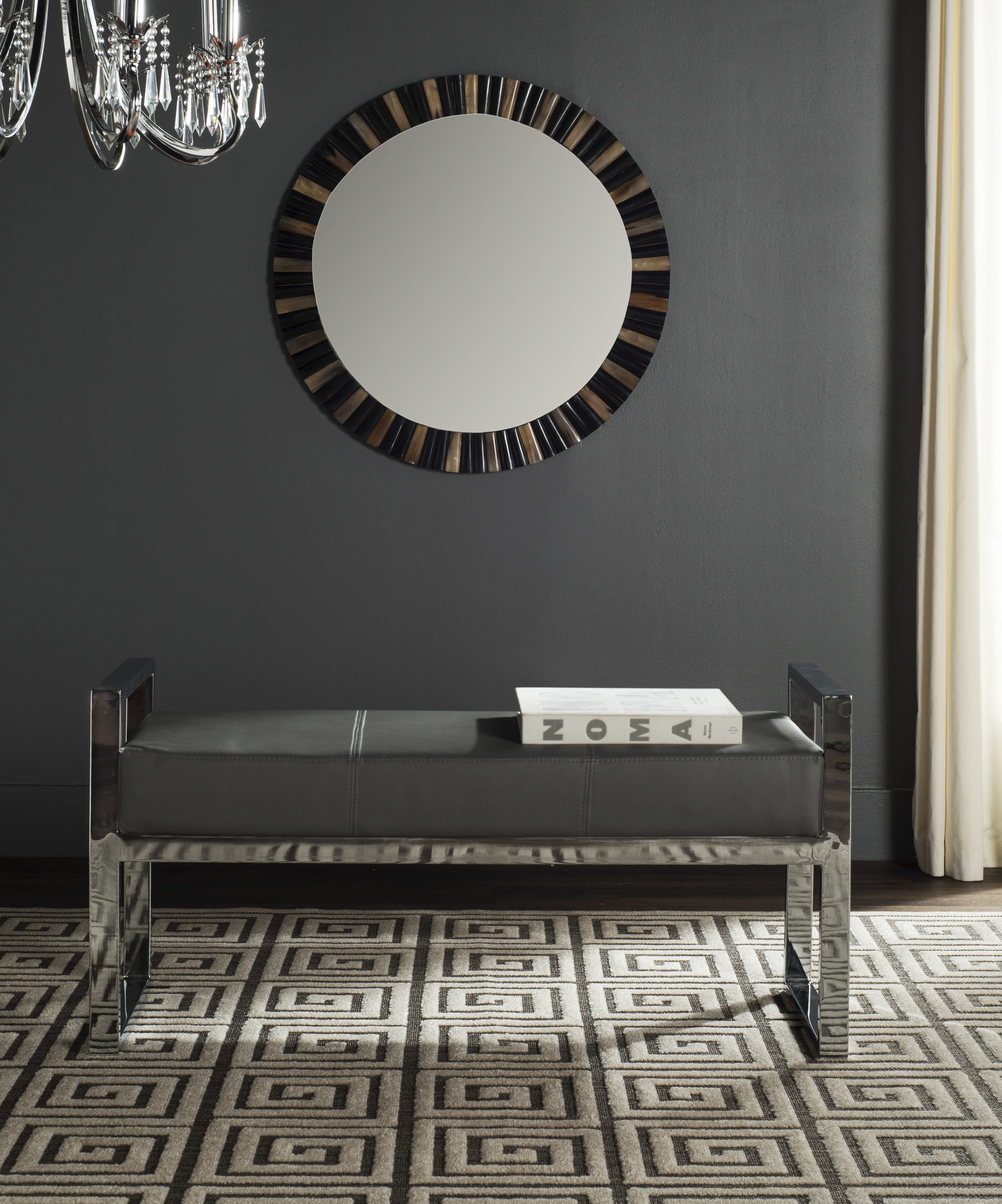 Anthracite/Silver Metal Safavieh Slade Bench