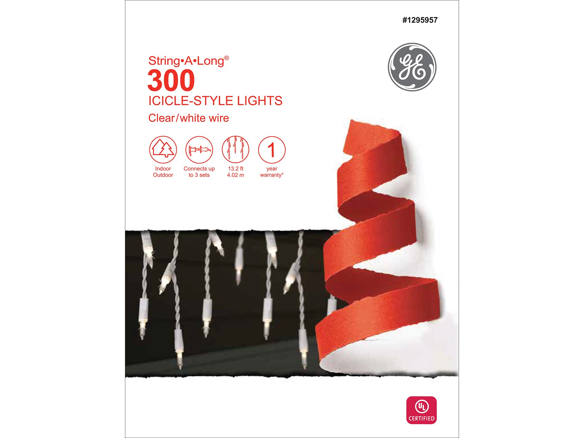 Details about   GE Icicle-Style Lights String-A-Long 300 "Clear Lights" Bulbs 13.2' Christmas 