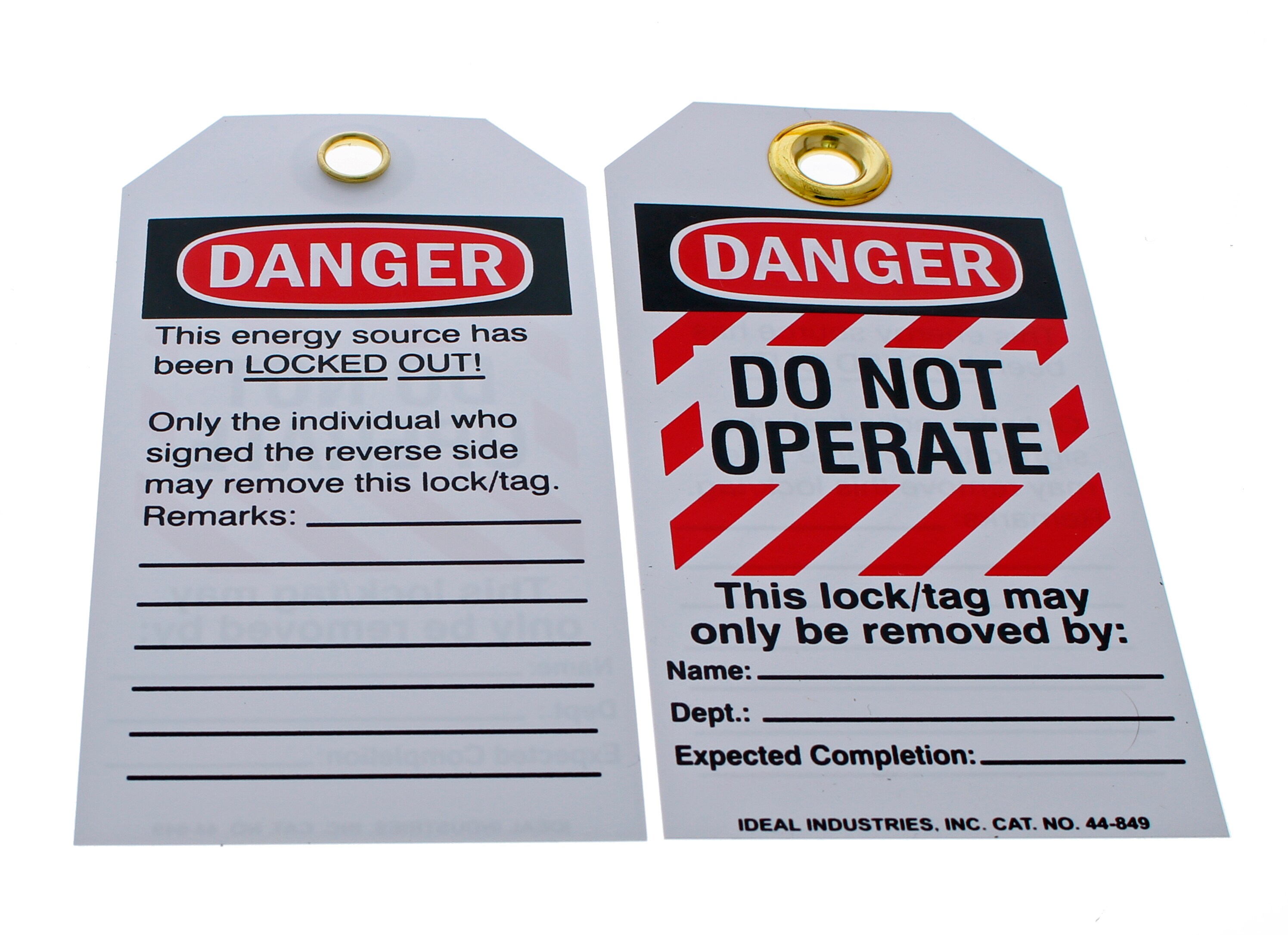 Ideal 44-849 Lockout Tag Standard 25/Pkg. Striped "Do Not Operate" 