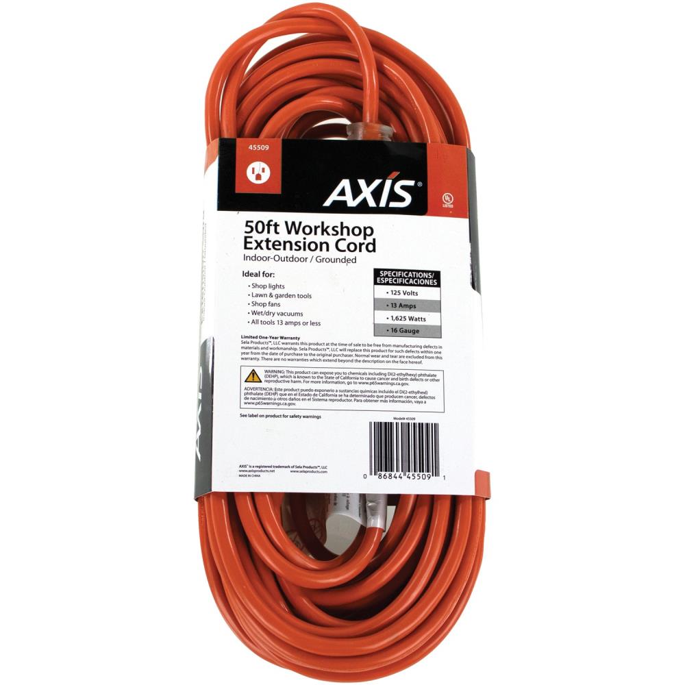 Axis 50ft 16/3 3Prong Indoor/Outdoor SJTW Medium Duty Lighted