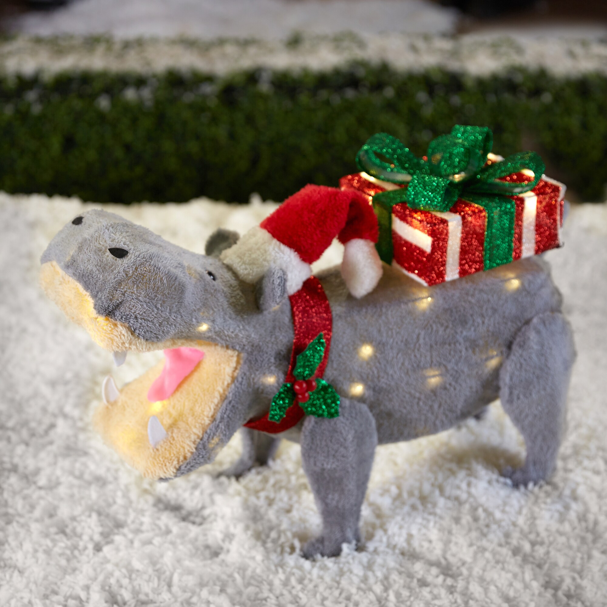 Hippo Gift Glass Christmas Ornament