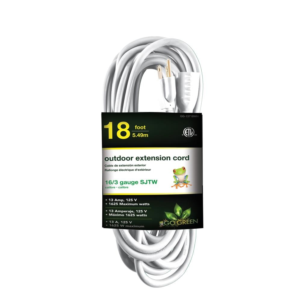 Basics 16/3 Outdoor Extension Cord with 3-Outlets 20-Foot Green