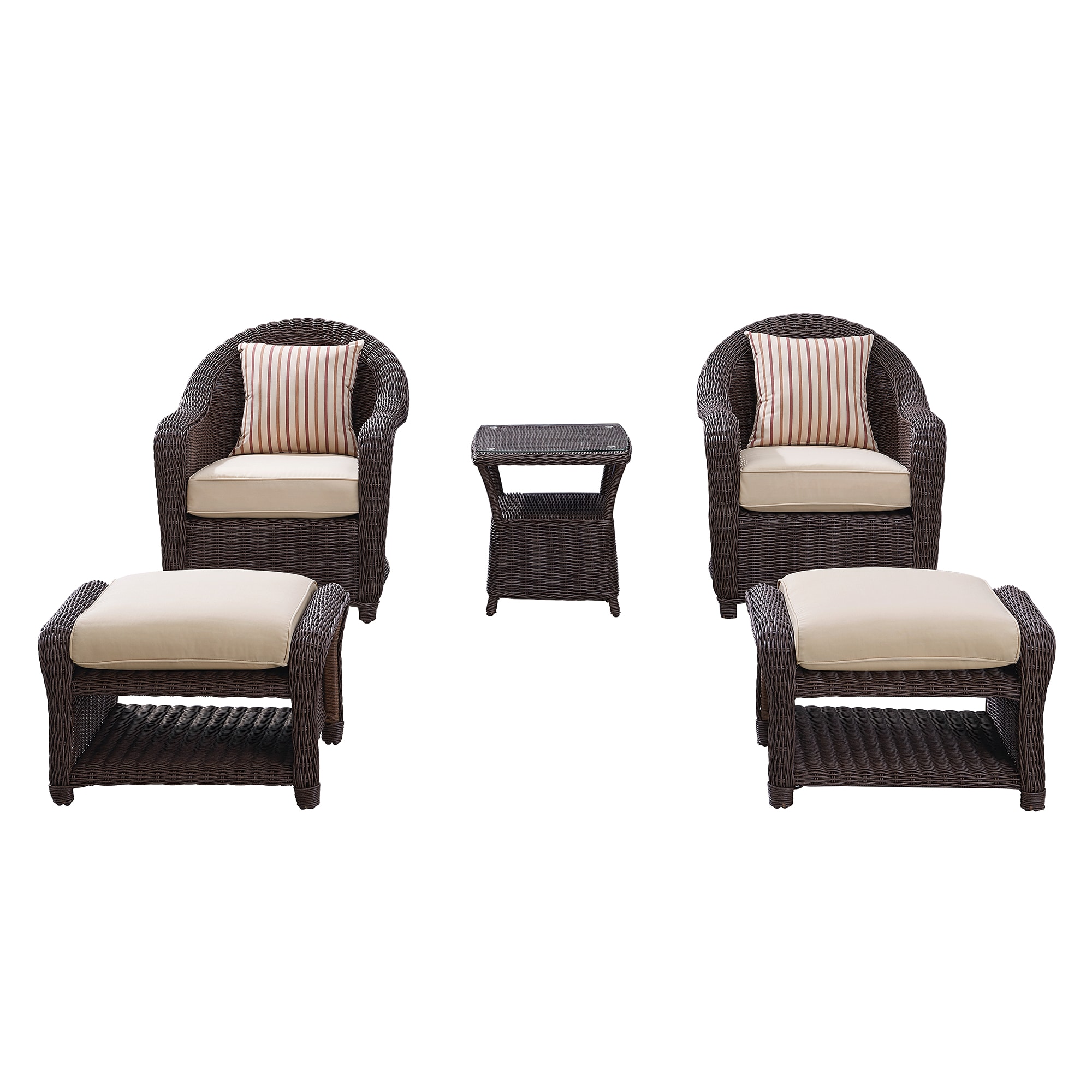 Amazon.com : Martha Stewart Living Patio Furniture. Charlottetown Brown  All-Weather Wicker Patio Lounge Chair with Green Bean Cushion : Patio, Lawn  & Garden