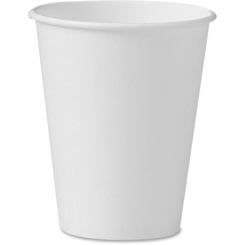 100 Pack 8 Oz Disposable Poly Paper Hot Tea Coffee Cups with Flat White Lids 
