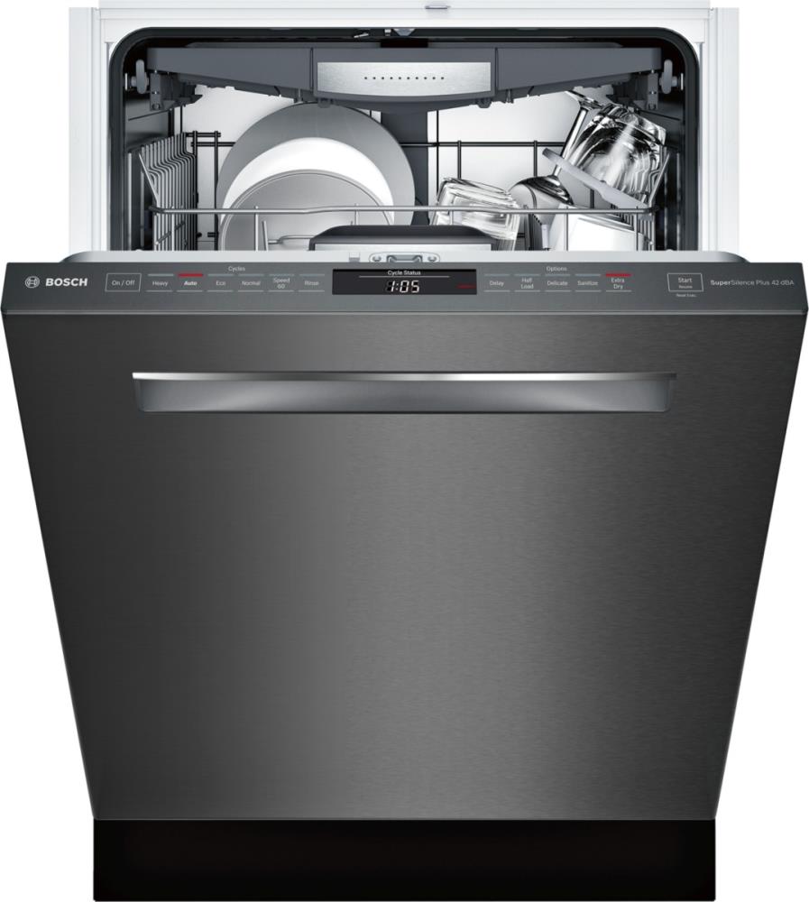 Bosch 800 42-Decibel Top Control 24-in Built-In Dishwasher (Black Stainless) ENERGY STAR in the 