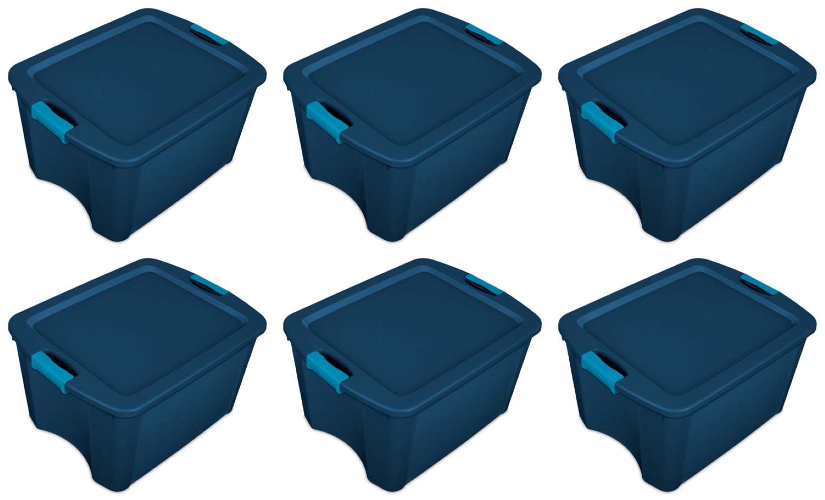16 Pack Sterilite 18 Gallon Plastic Stackable Storage Tote Container Box Blue 