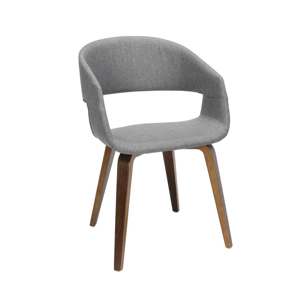 161-FLC2-LGRY in Light Gray Walnut Legs OFM 161 Collection Mid Century Modern Tufted Fabric Accent Chair with Arms and Lumbar Support Pillow 