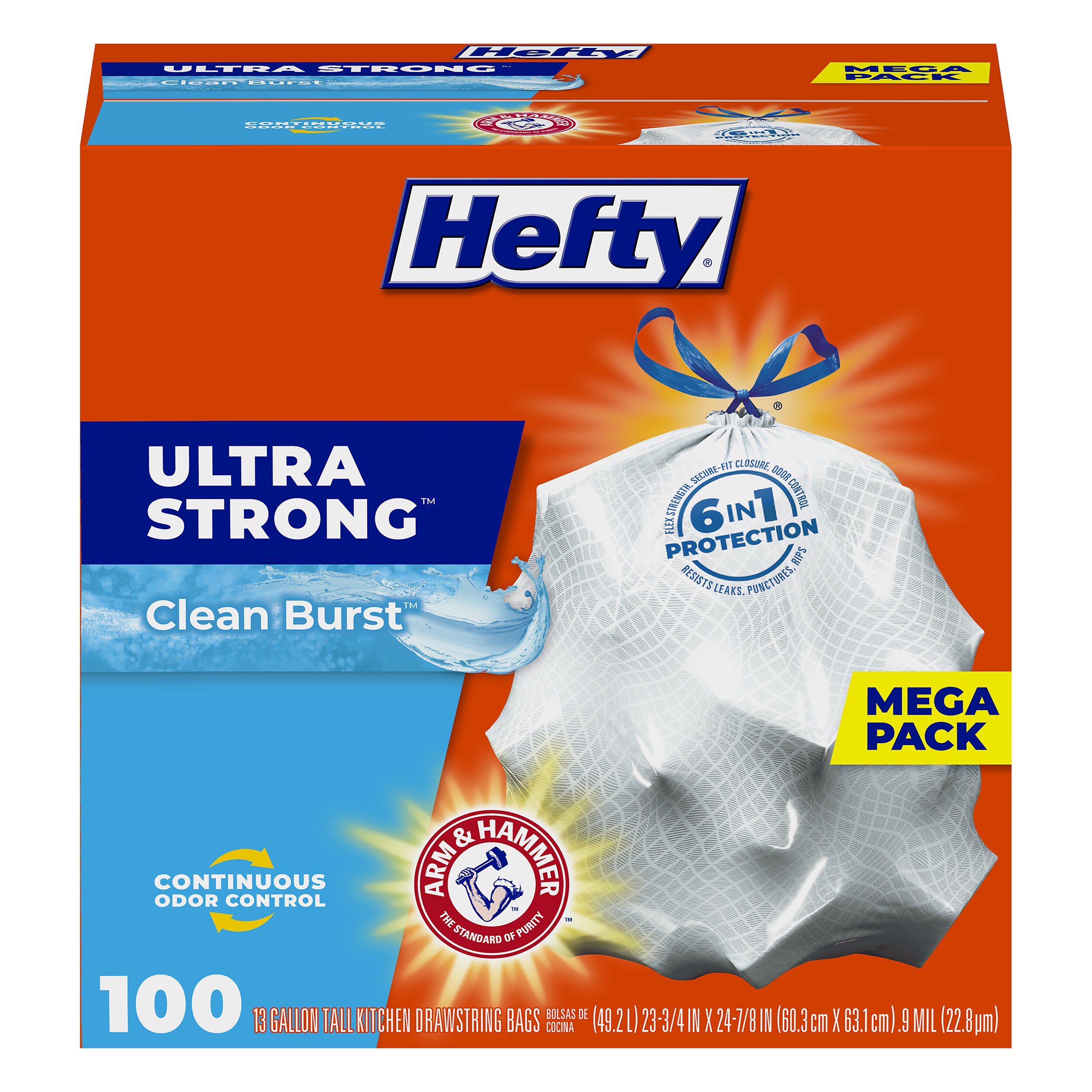 Blackout 80 Count Clean Burst Hefty Ultra Strong Tall Kitchen Trash Bags 13 Gallon,.1 Boxes Black 