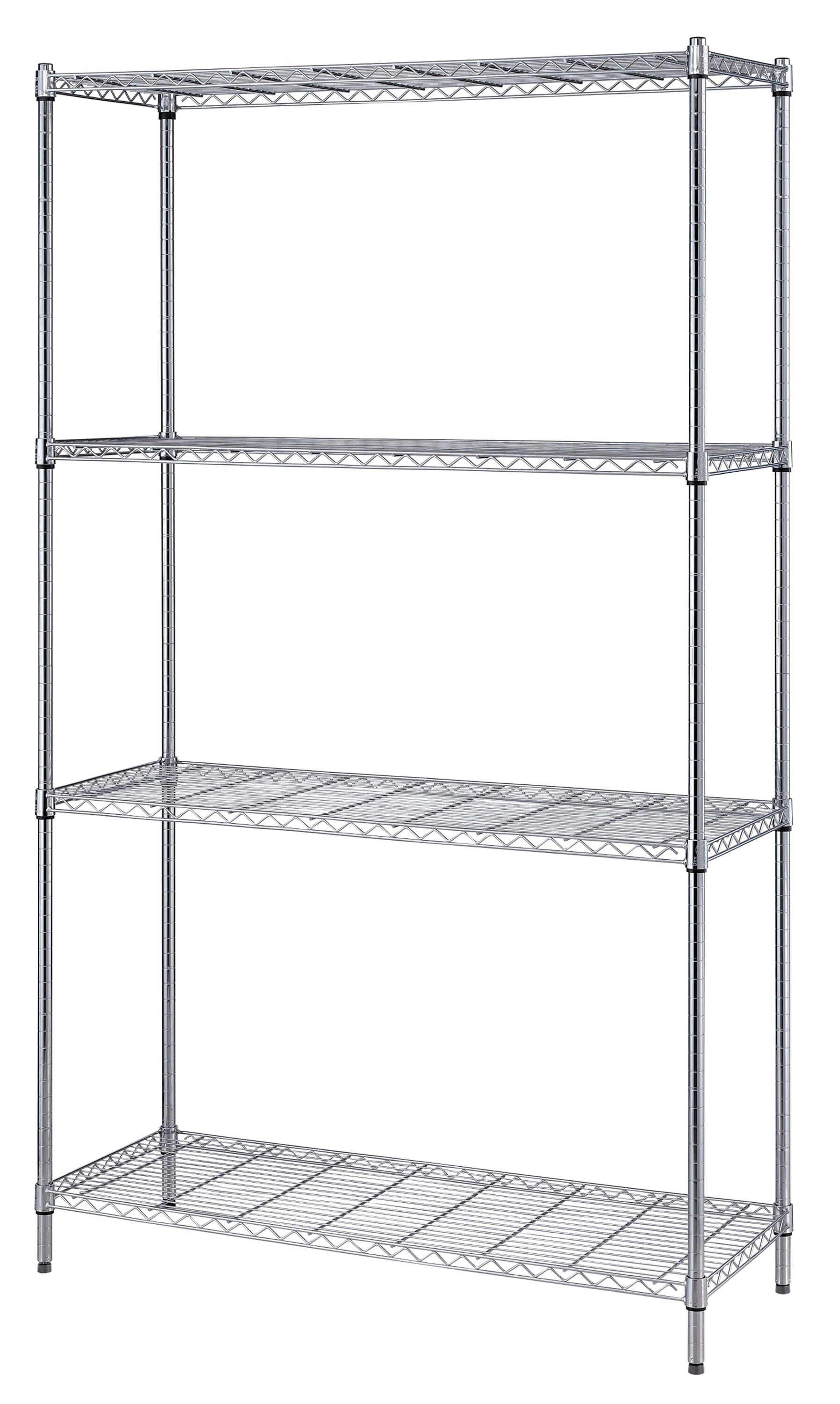Large SortWise ® 4-Tier Heavy Duty Adjustable Chrome Plated Steel Wire Shelving Storage Shelf System 54-inch 