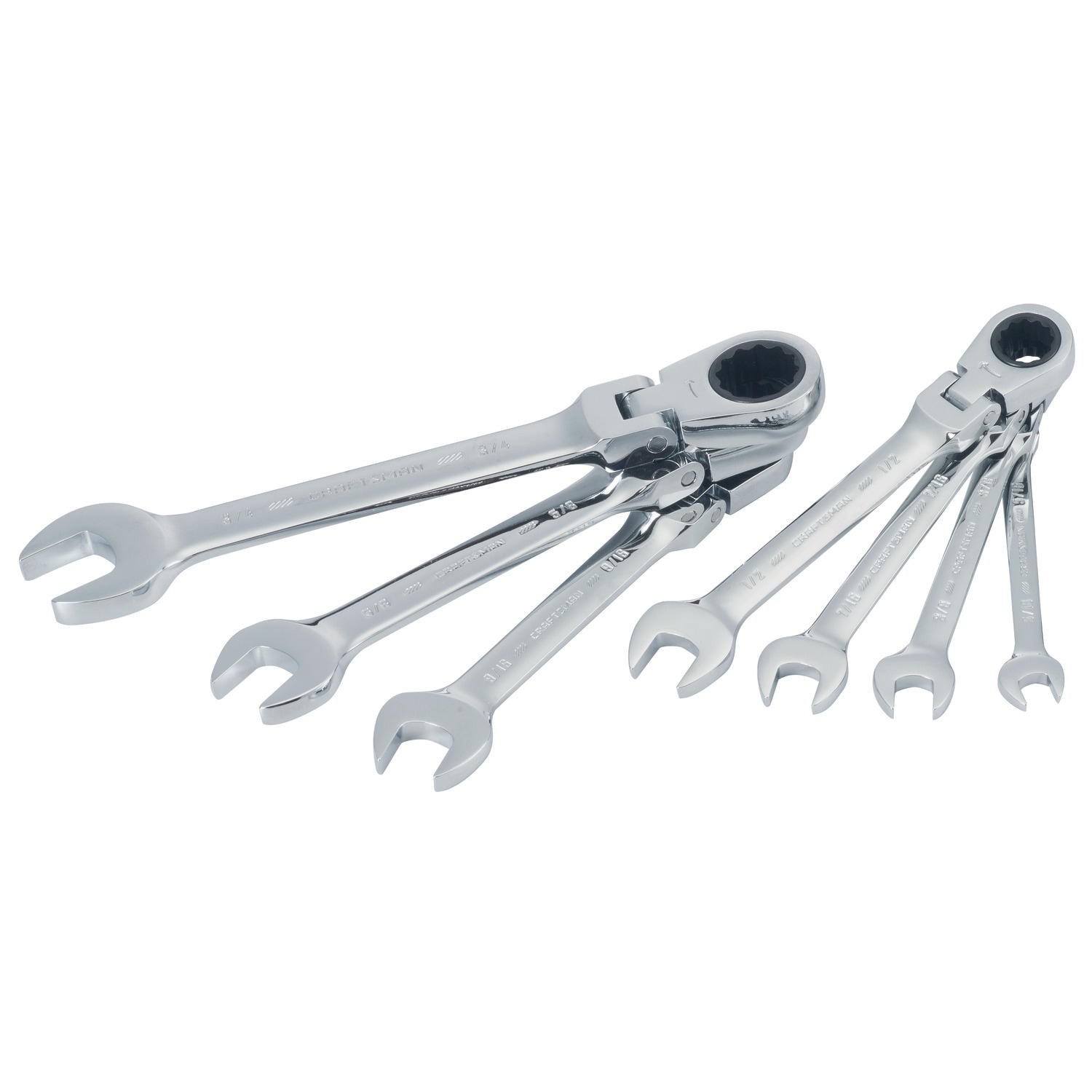 CRAFTSMAN 7-Piece Set 12-point Standard (SAE) Flexible Head Ratchet Wrench