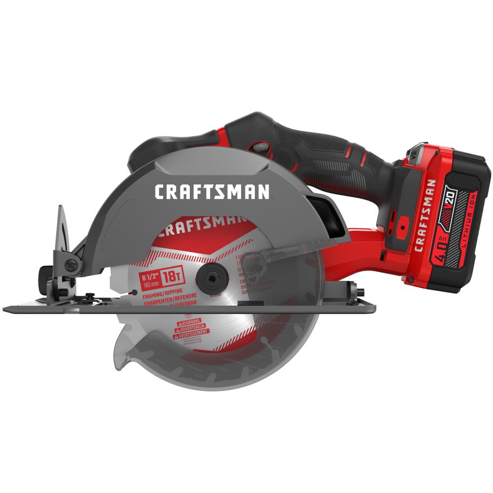 CRAFTSMAN V20 20-Volt Max 6-1/2-in Cordless Circular Saw (Charger And 1 ...