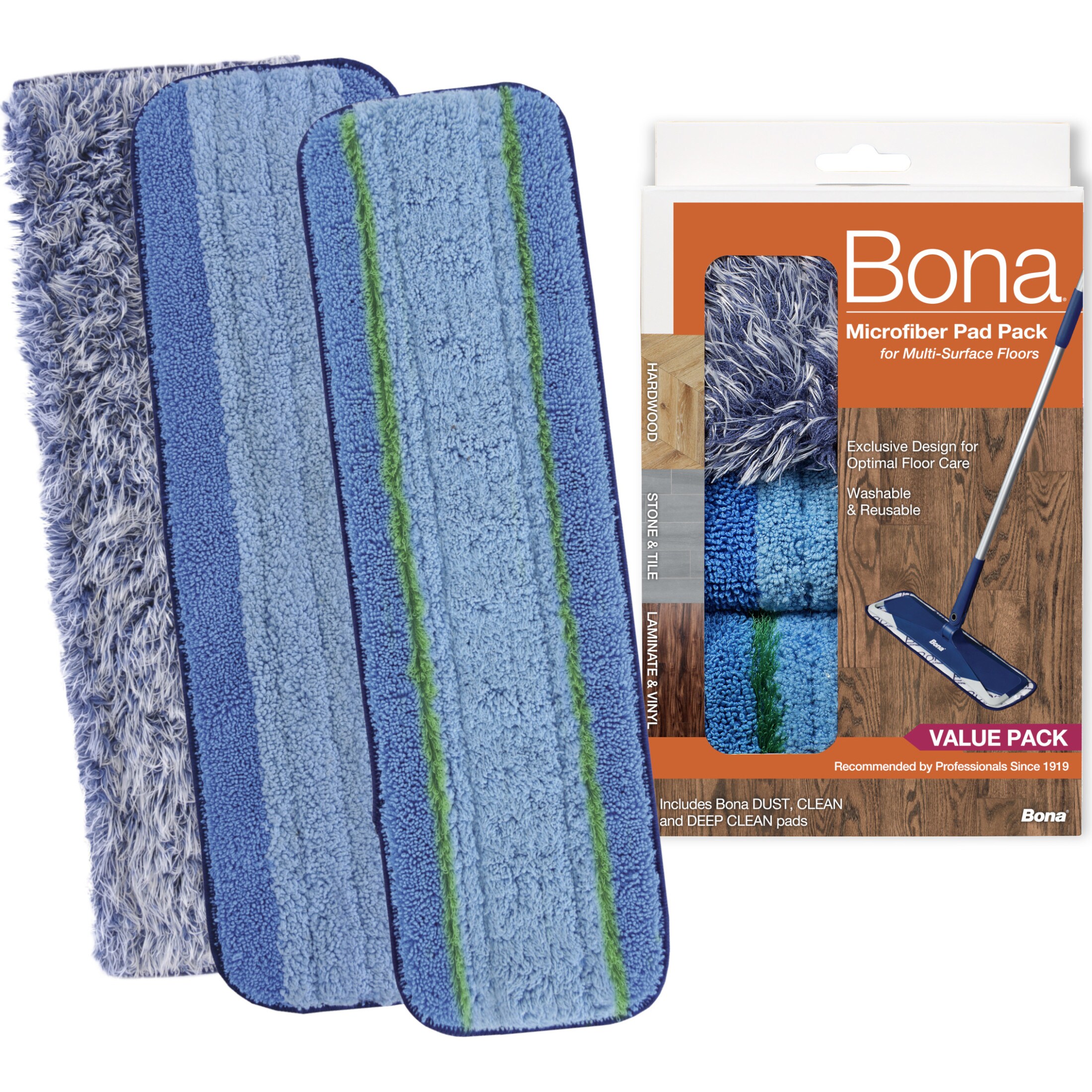5-pack of 15" Inch Washable Microfiber Dust Mop Pads for Commercial Mops. 