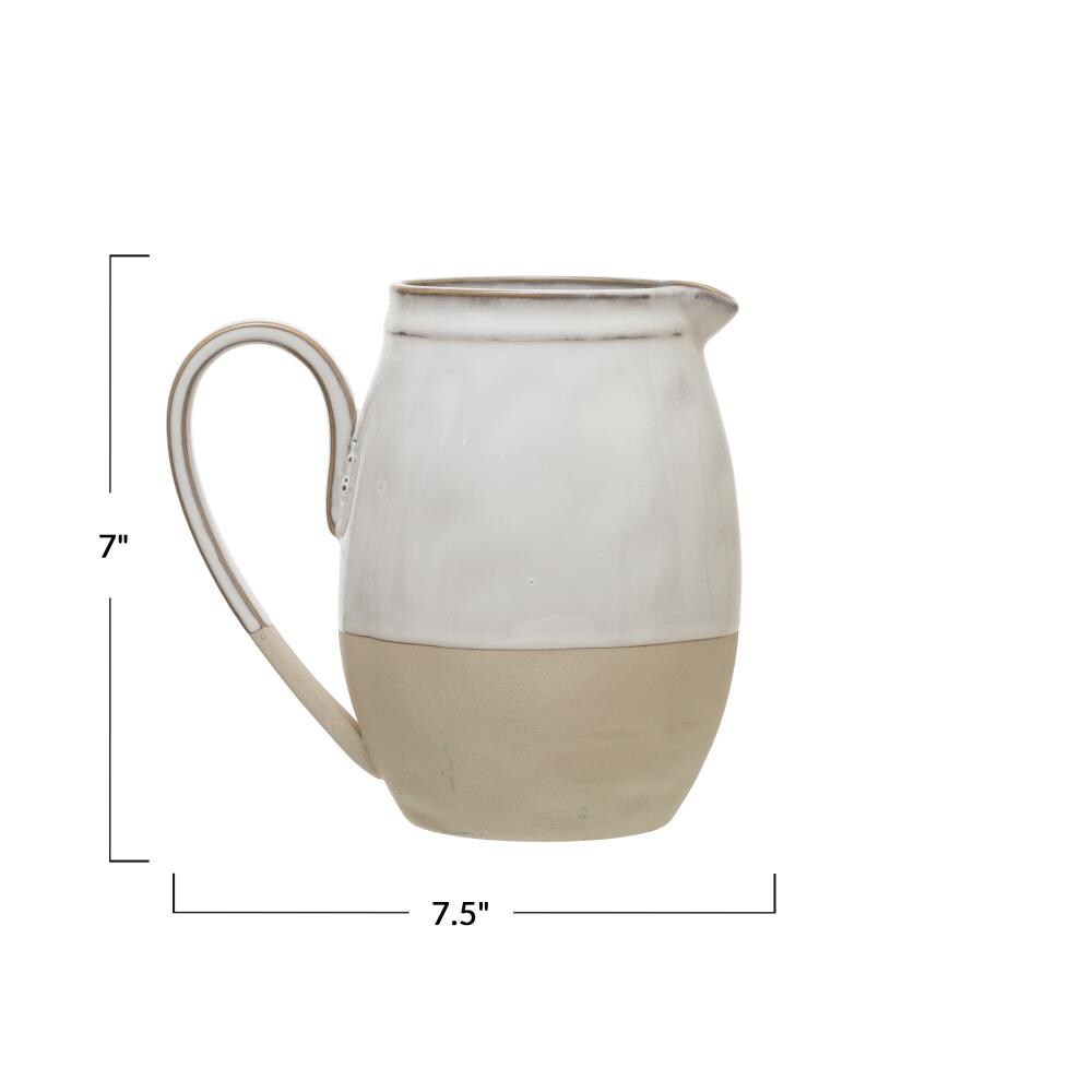 Creative Co-Op Small White Vintage Reproduction Ceramic Pitcher 