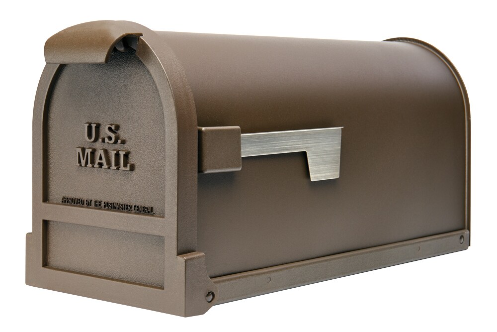 Mailbox Galvanized Steel Post-Mount T2 Style Bronze with Outgoing Mail Indicator 