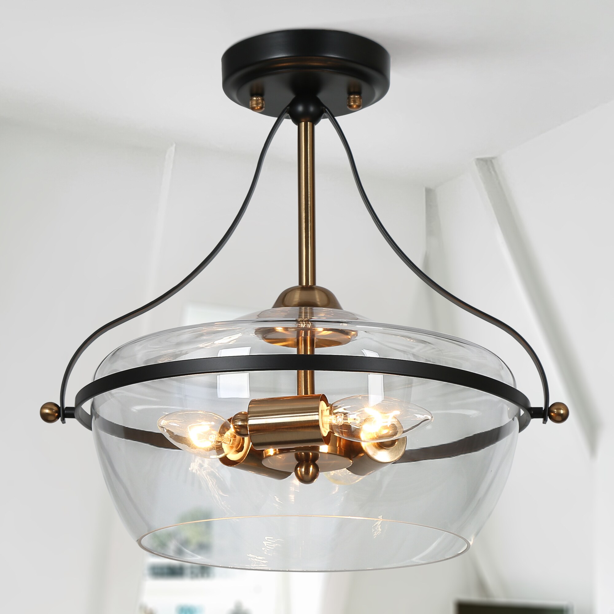 Single Ceiling Light with Folded Bars Colonial Revival Hallway Lighting Fixture 