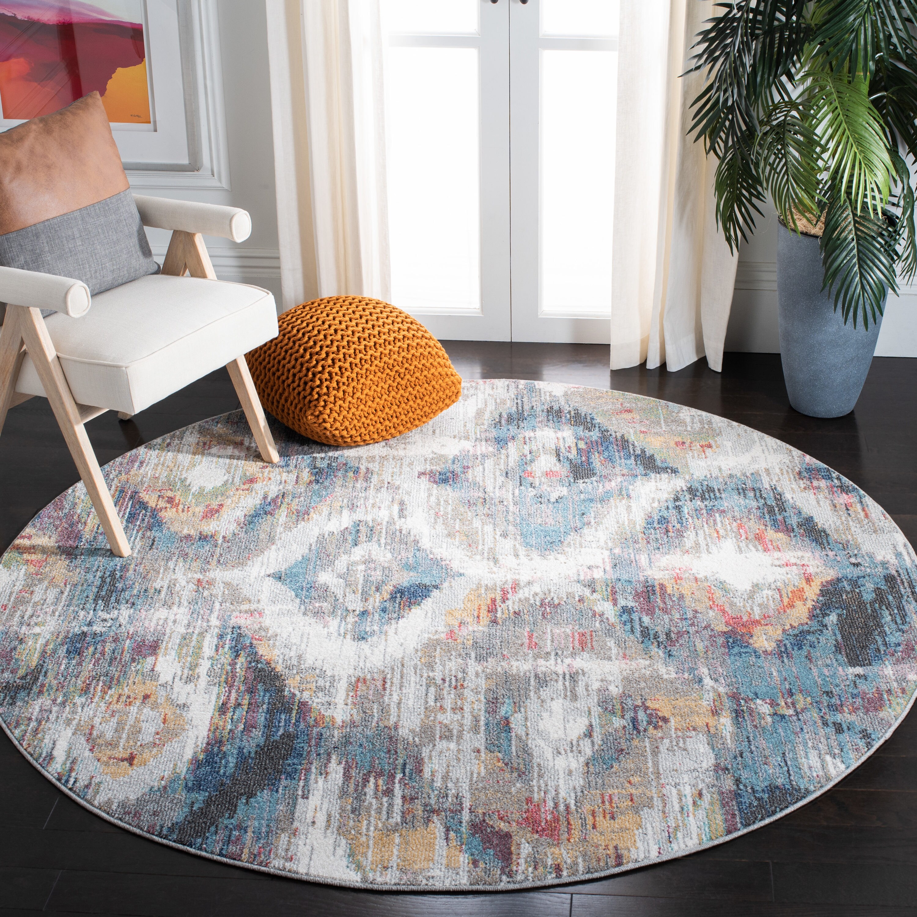 Flaming Phenix Pattern Area Rugs Soft Bedroom Carpet Living Room Round Floor Mat 