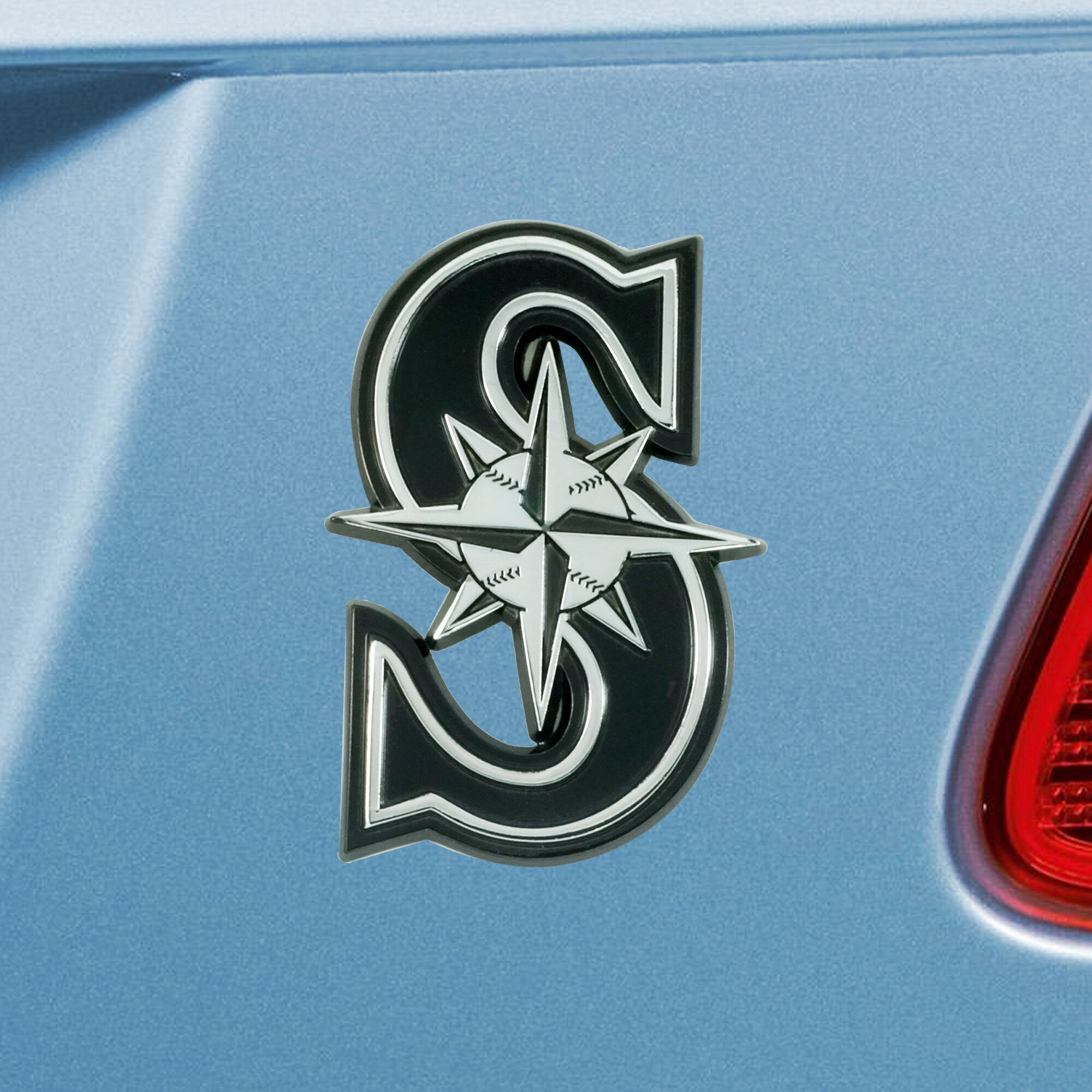 SLS FANMats Mariners Premium Aluminum Metal Color Chrome Auto Emblem Raised Die Cut Badge Decal Baseball 