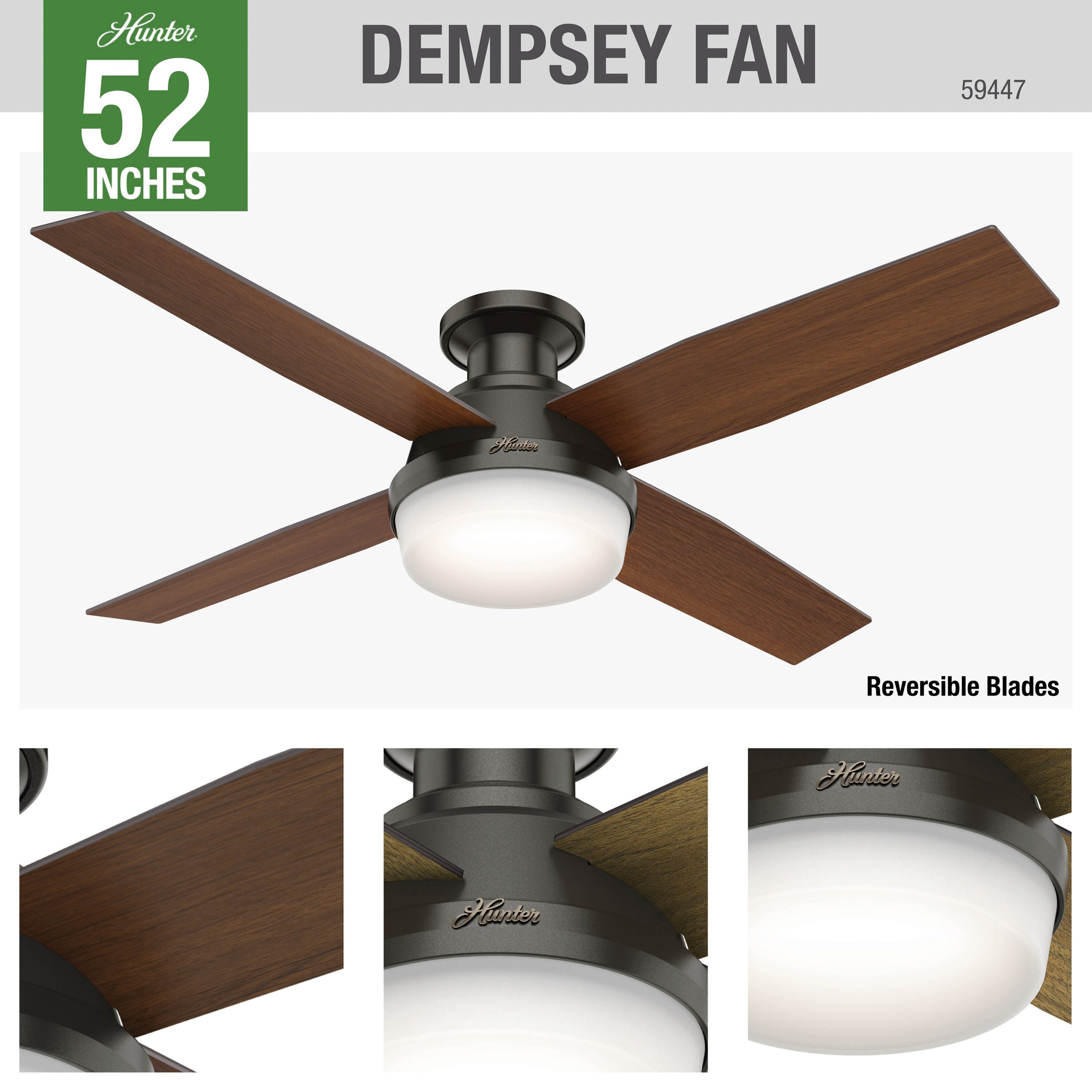 Dempsey Noble Bronze Ceiling Fan 59448 New Hunter 52 in 