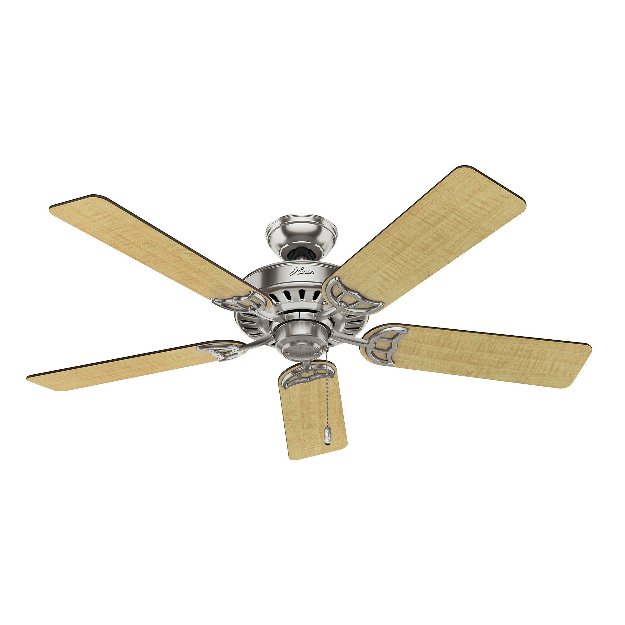 Hunter Fan 52 inch Traditional Brushed Nickel Indoor Ceiling Fan With Light Kit 