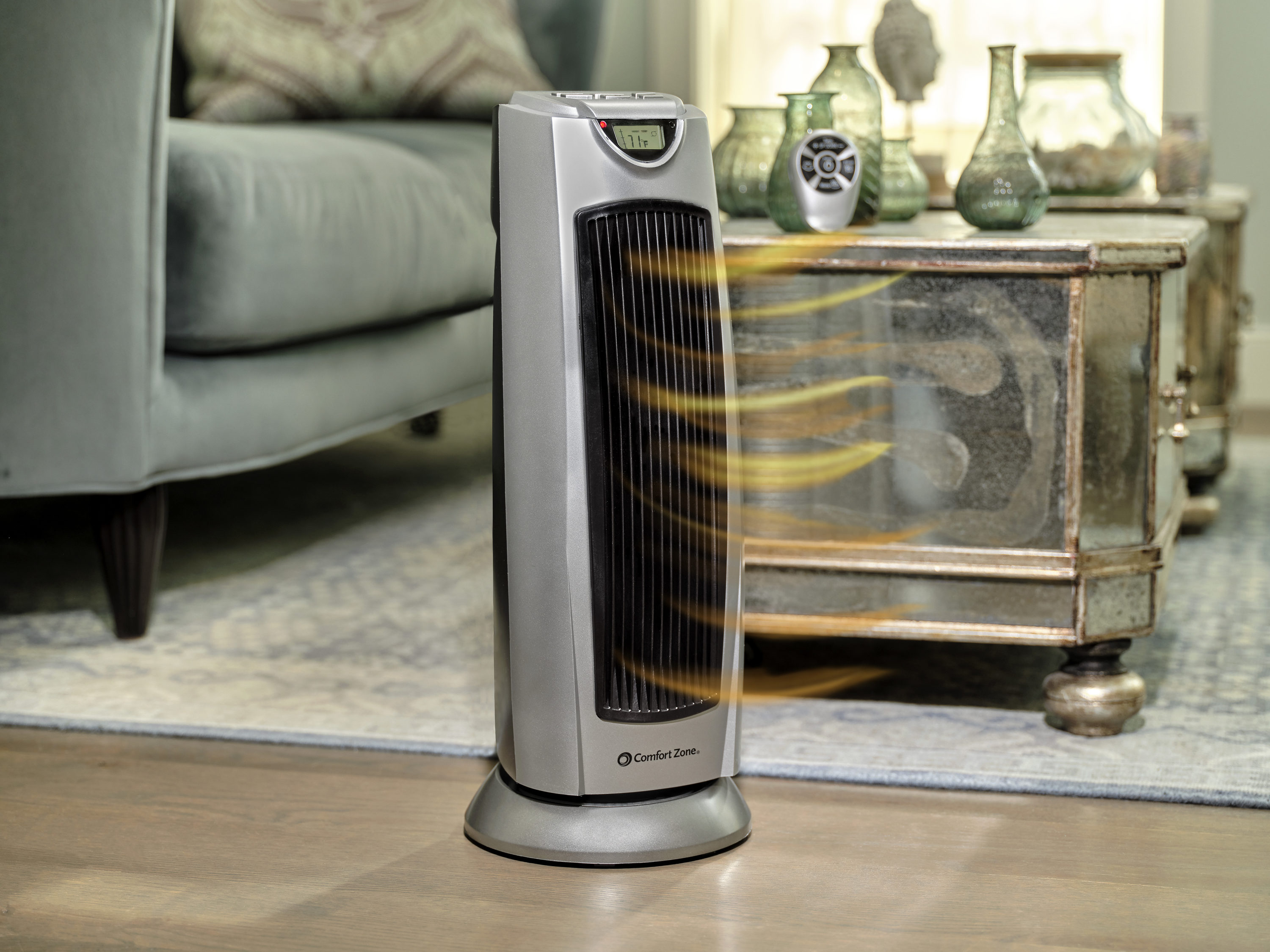 Comfort Zone 1500Watt Ceramic Tower Indoor Electric Space Heater with