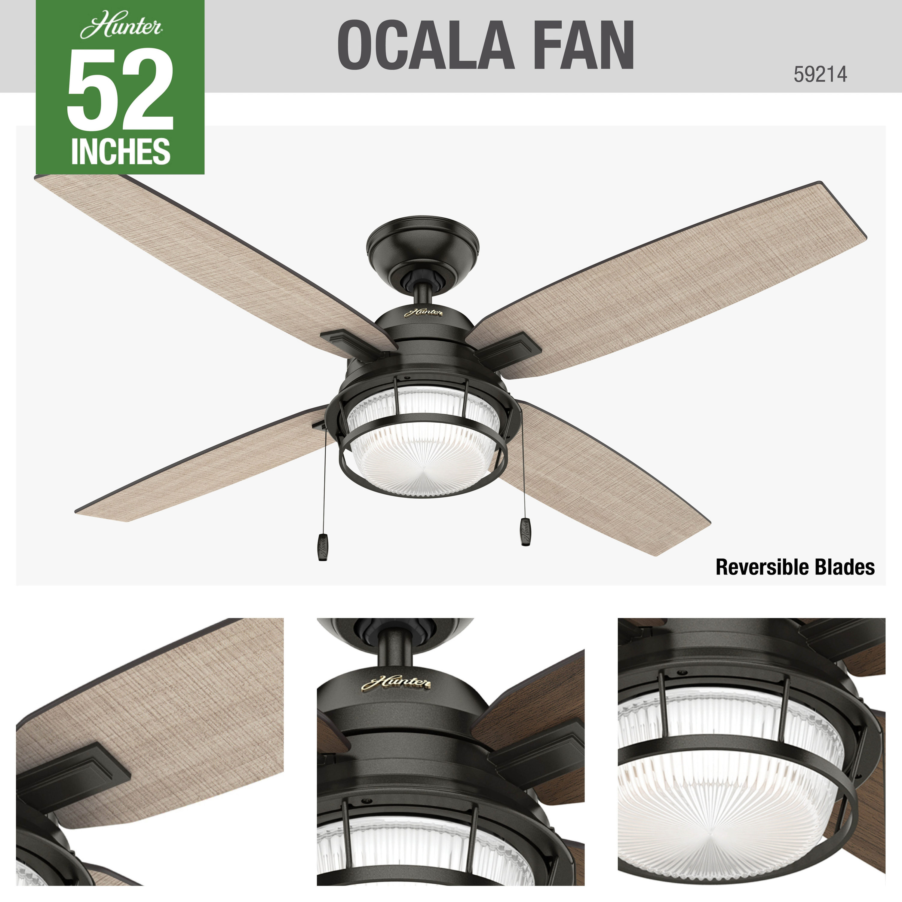 White Hunter Ocala 52 Ocala 52" Indoor/Outdoor Ceiling Fan 