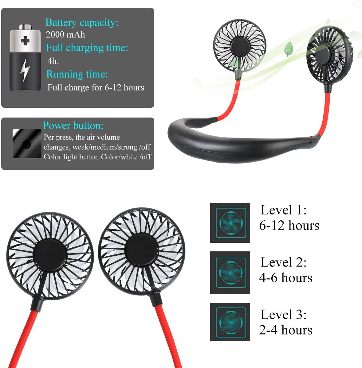 New Multi-Function Portable Hanging Sports Aromatherapy Gift Small Fans Neck Fan