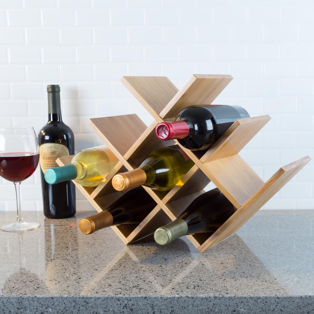 6 Bottles Metal Wine Rack Countertop Free-stand Wine Storage Holder Space Saver 