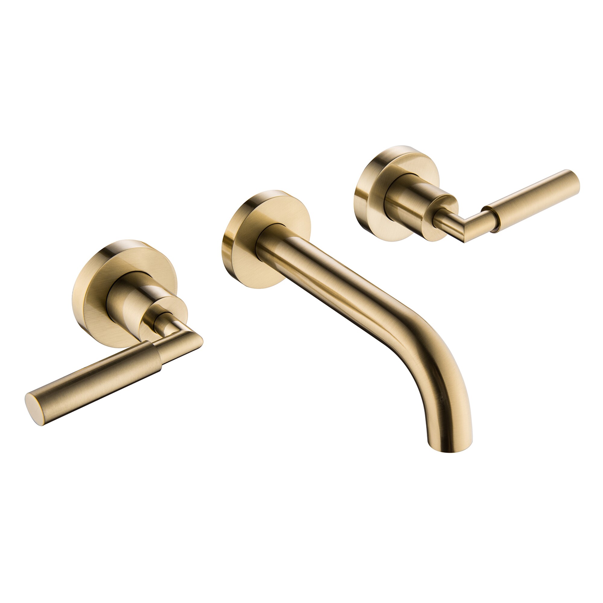 Brushed Gold Bathroom Faucet Waterfall Wall Mounted Double Handles Tub Mixer Tap 